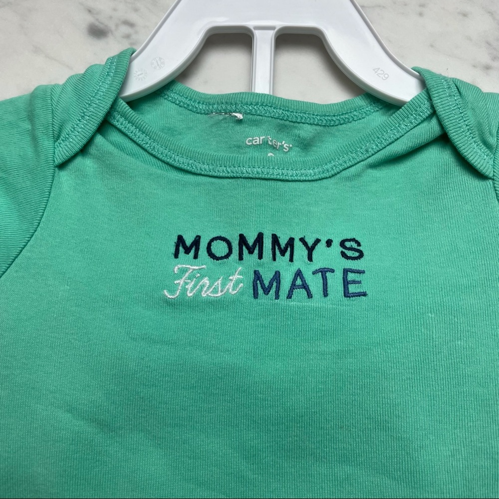Carter's Mommy's First Mate Nautical Set Outfit Onesie Christmas Bib Bundle - Picture 5 of 10